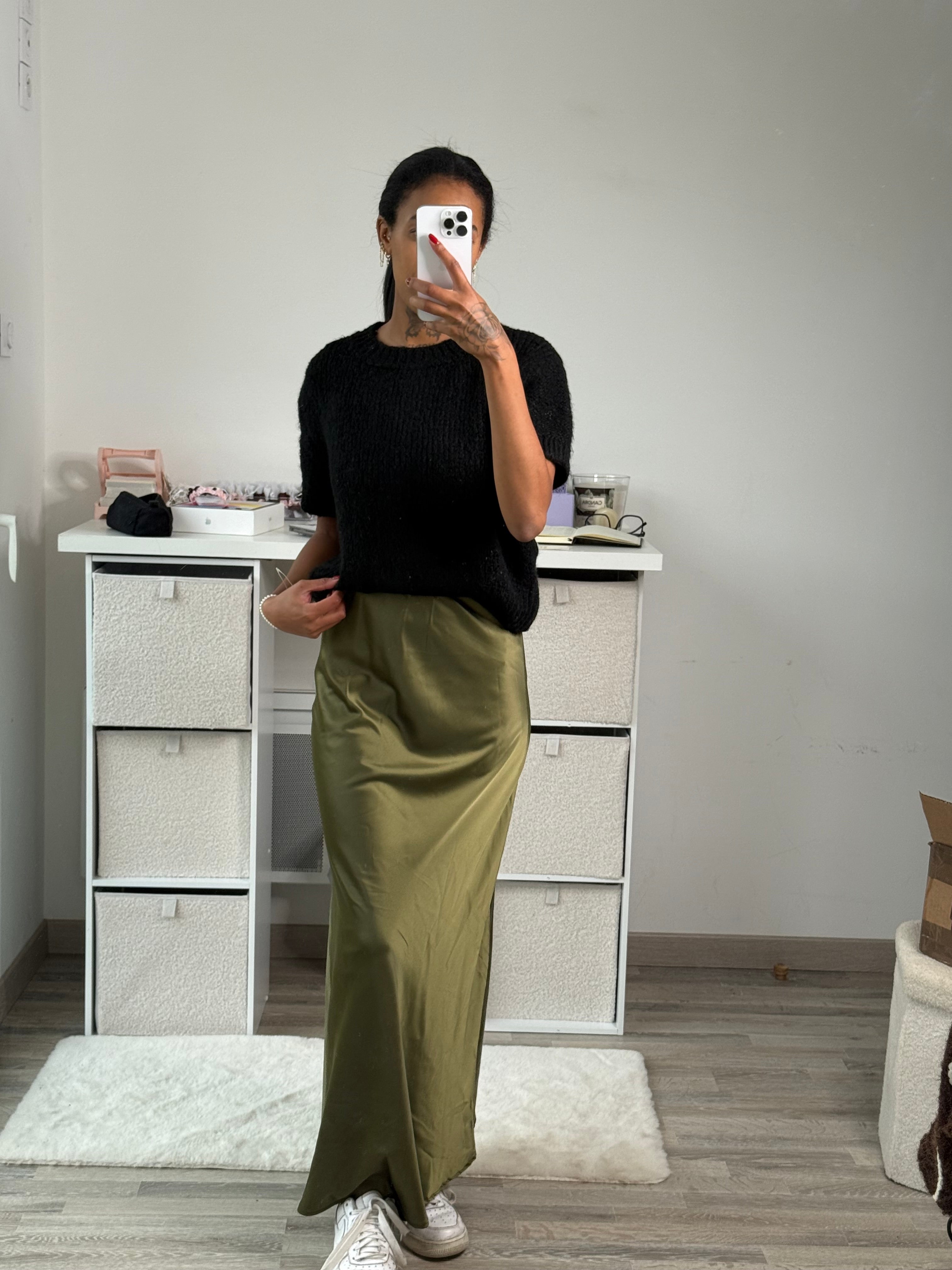 Jupe satinée longue LISE