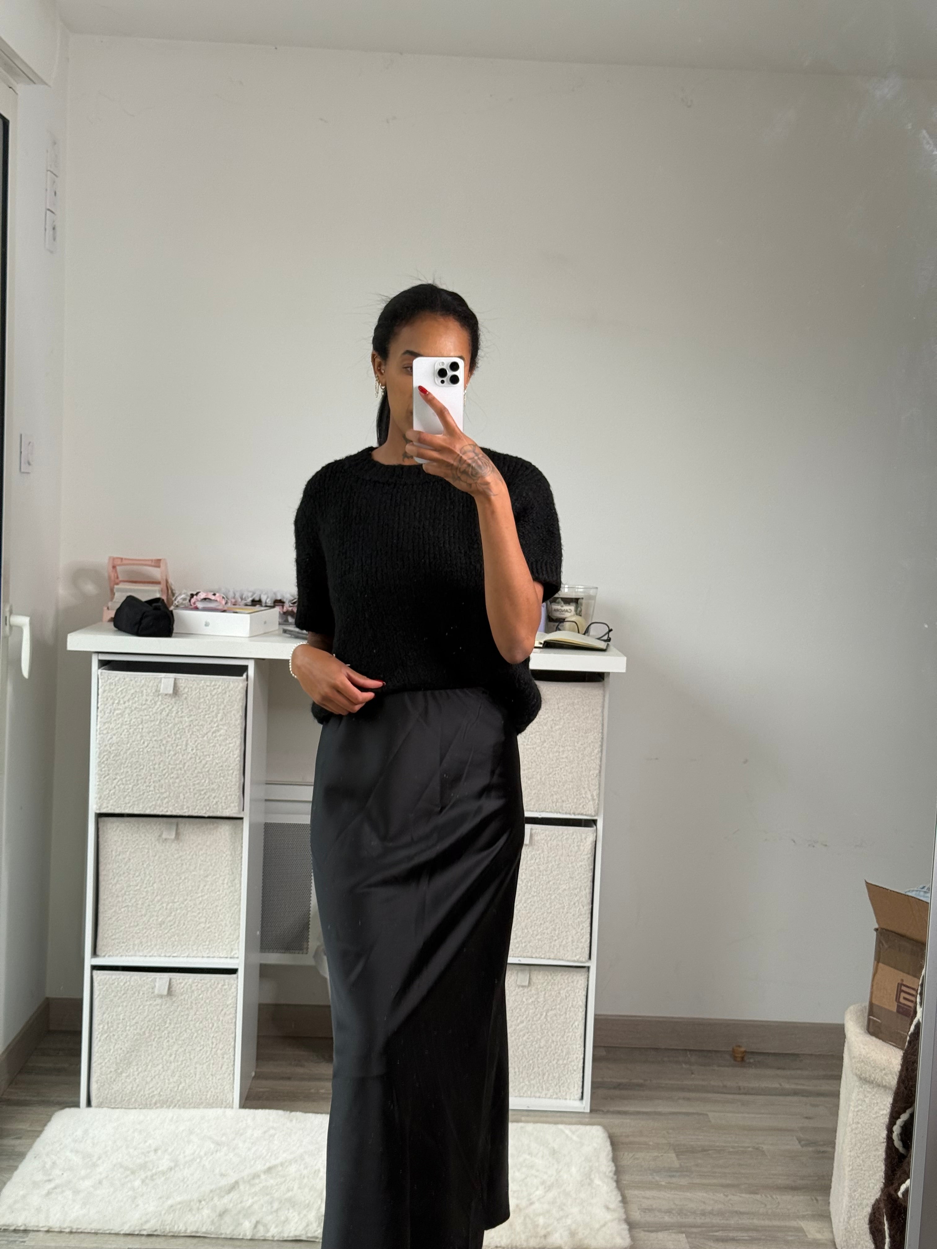 Jupe satinée longue LISE