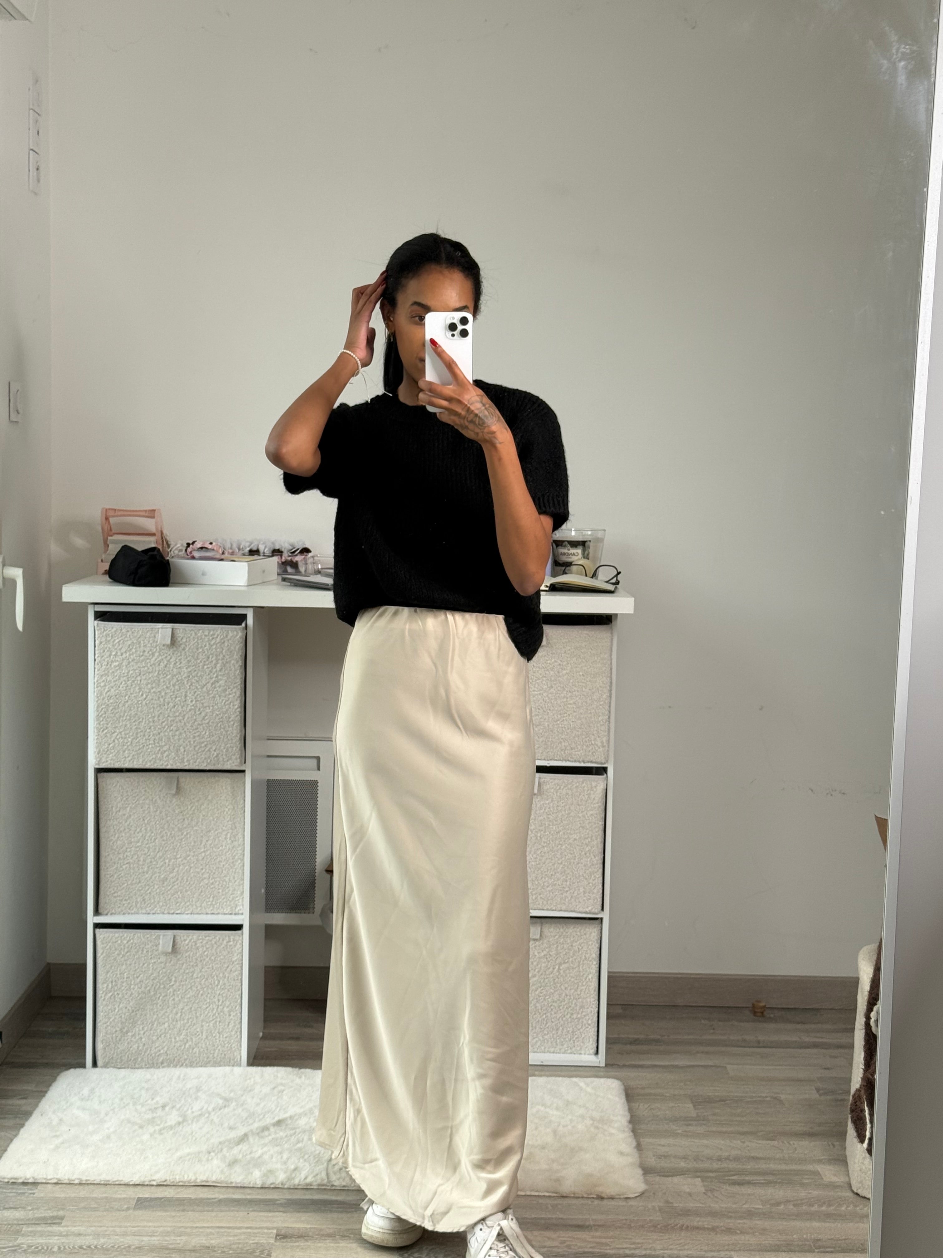 Jupe satinée longue LISE