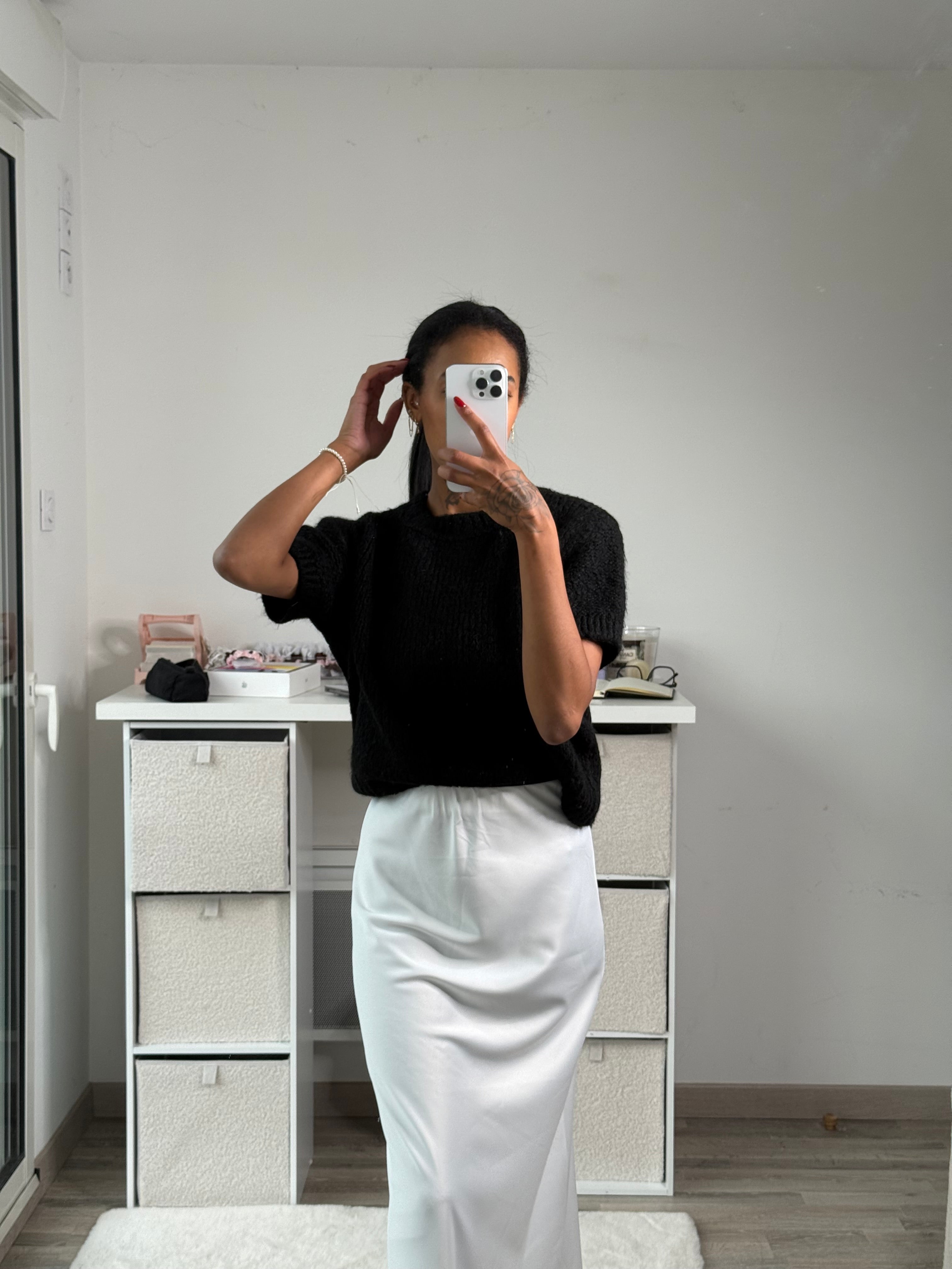 Jupe satinée longue LISE