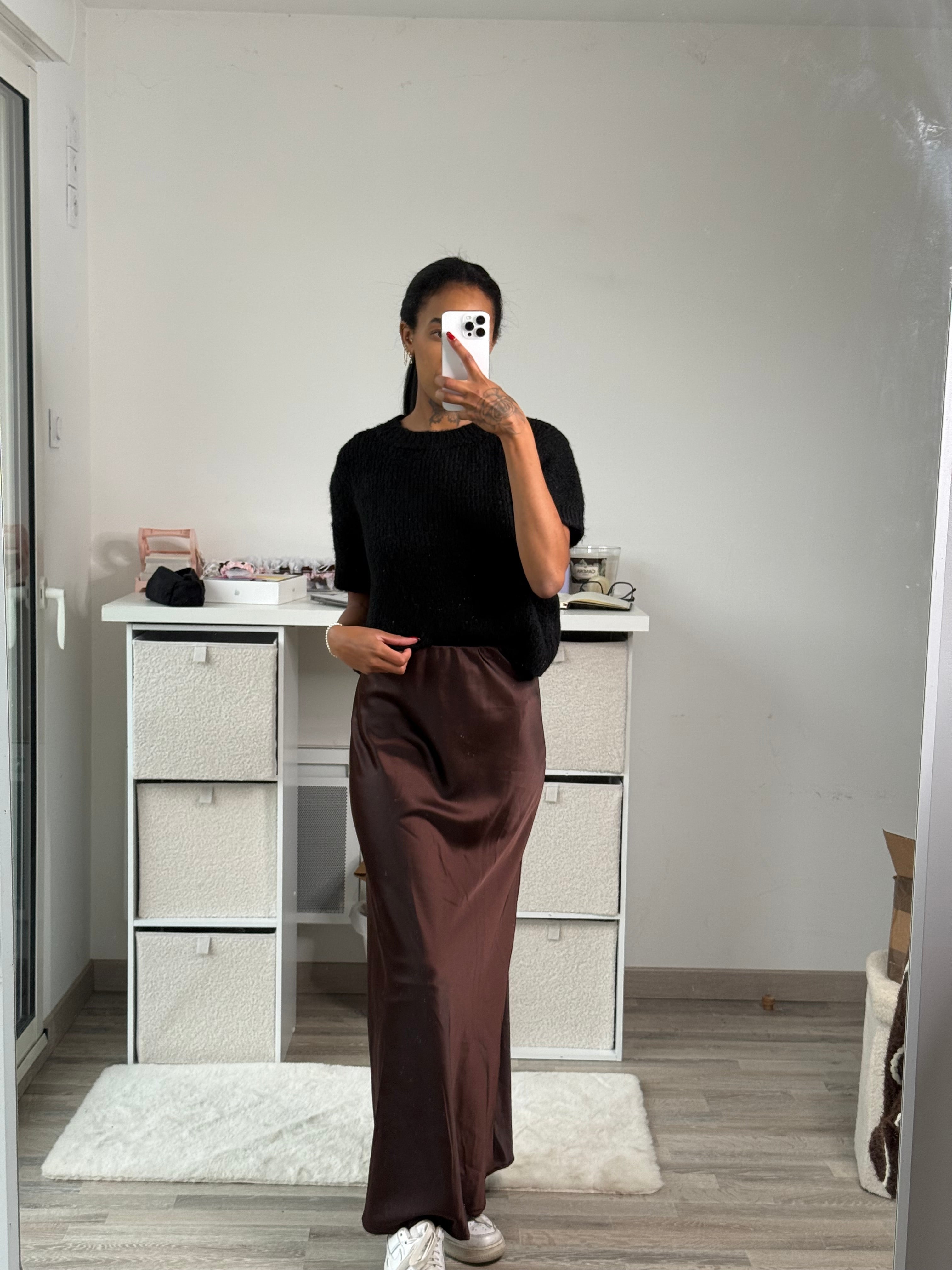 Jupe satinée longue LISE